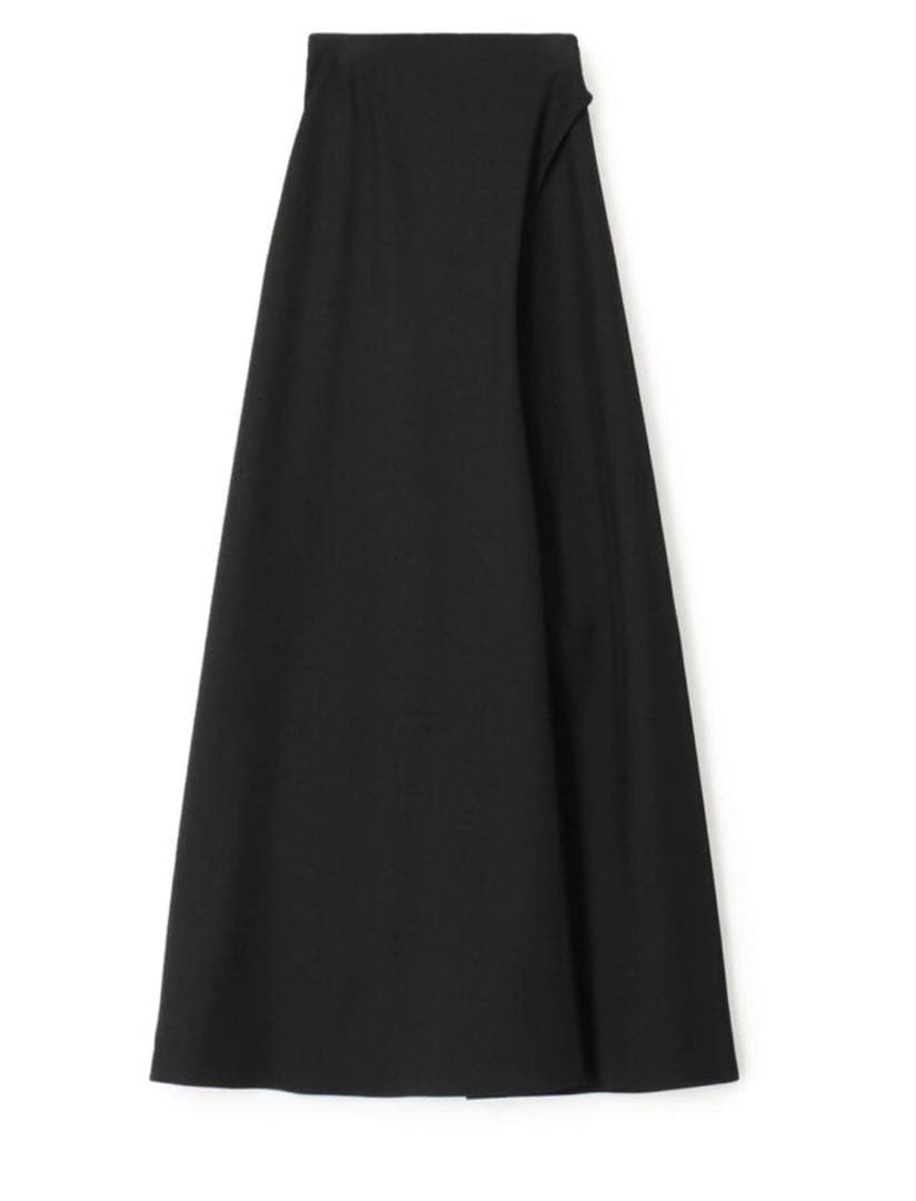 【BACCA 美品】ポリエステルレーヨン ラップロングスカート　ブラック無地