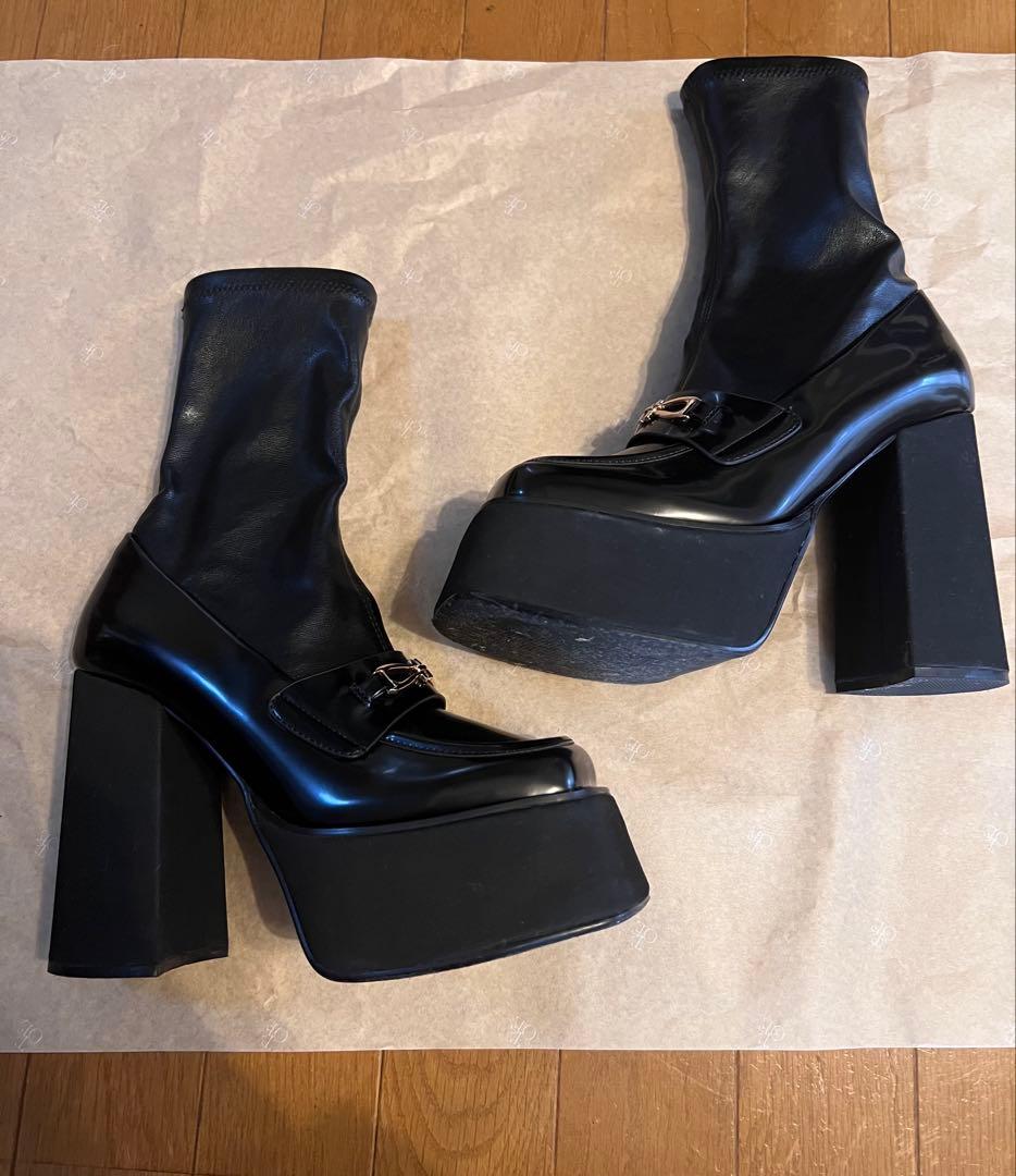 ダーリッチ スクエアトゥショートブーツ M BLK