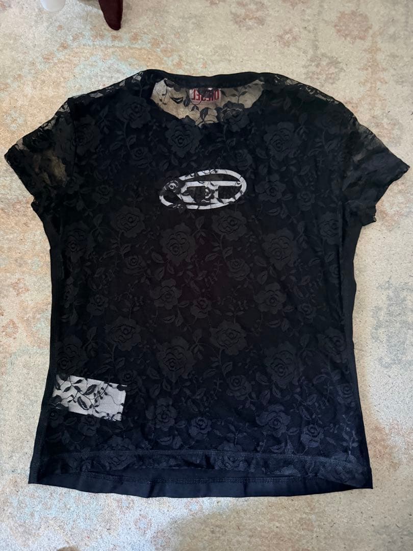 DIESEL 半袖Tシャツ トップス レース Dロゴ A108380AFAA