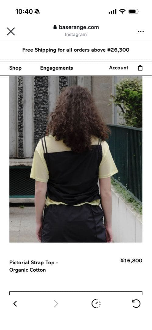 トップス BASERANGE PICTORIAL STRAP TOP