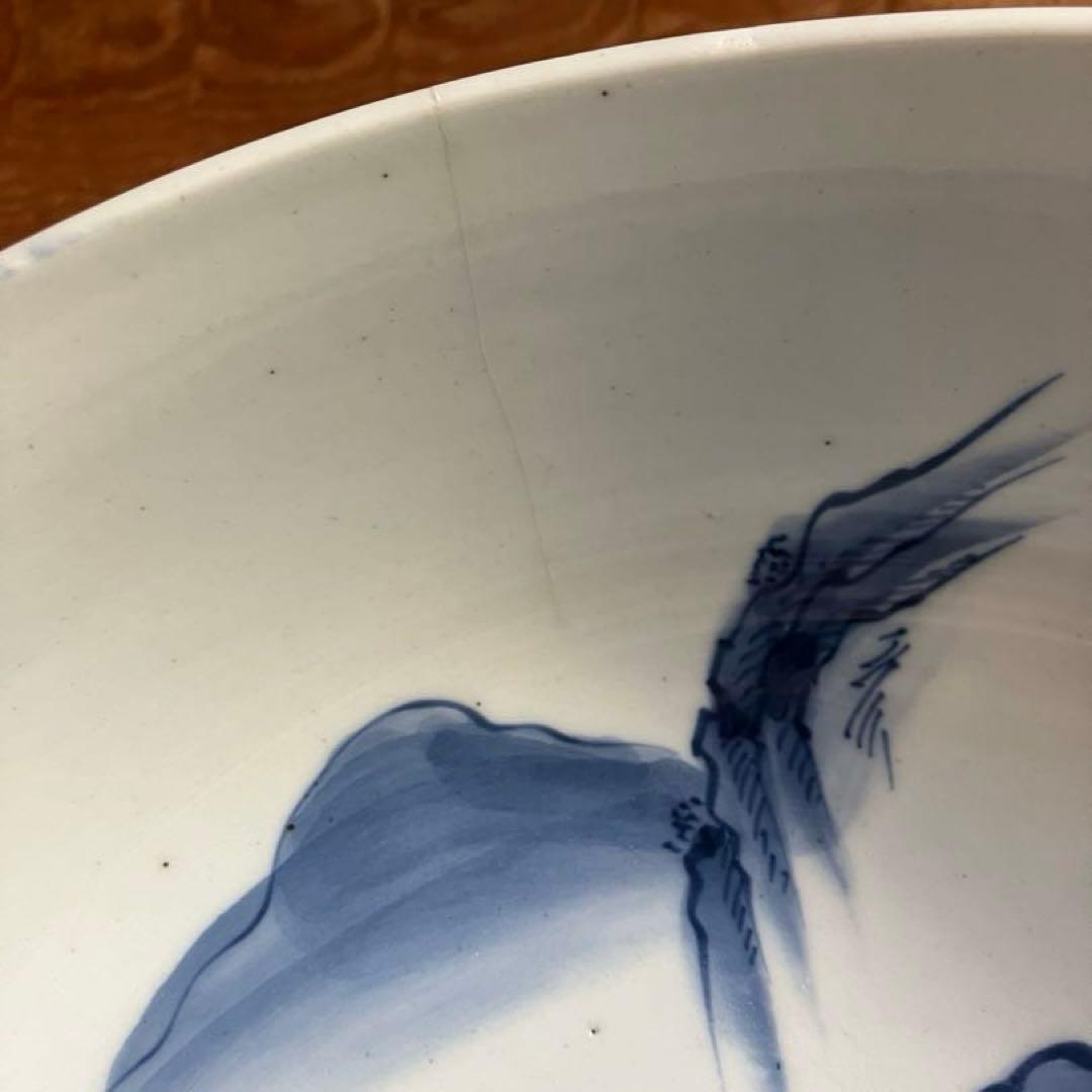 江戸末期　伊万里　染付　風景図　大鉢　骨董品　アンティーク
