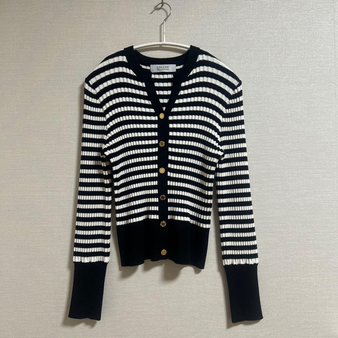 美品　LOULOU WILLOUGHBY キーネクリブカーディガン