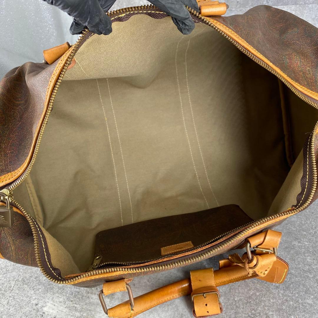 ETRO ペイズリー柄 PVCレザー ボストンバッグ 大容量 旅行 ヴィンテージ