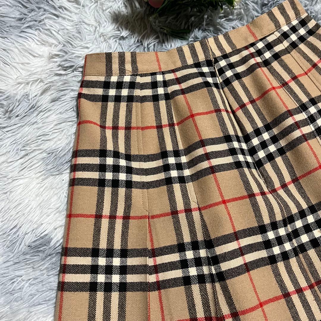 BURBERRYS バーバリー　ノバチェック プリーツロングスカート　ウール　L
