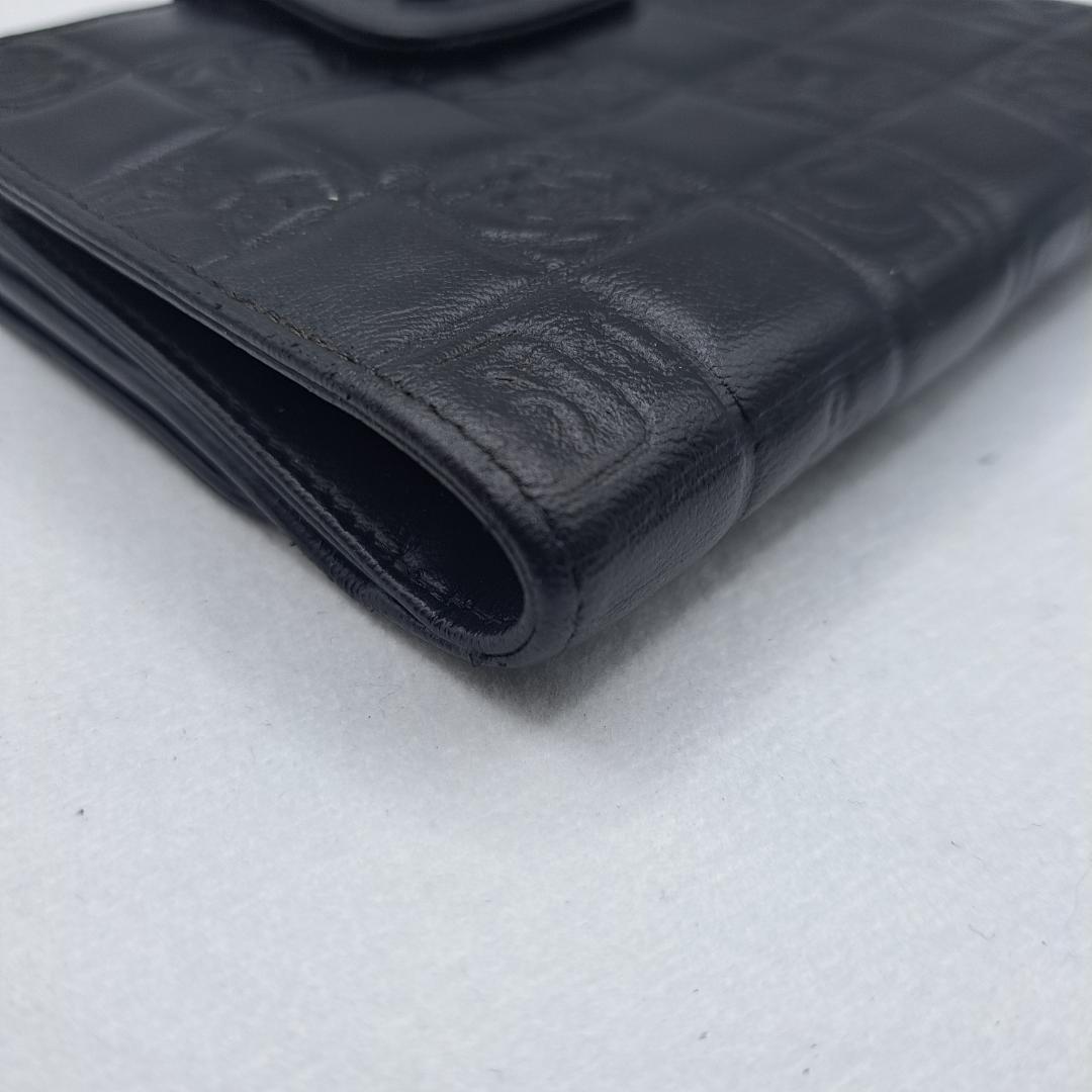 CHANEL　アイコンライン　ブラック　三つ折り財布　財布