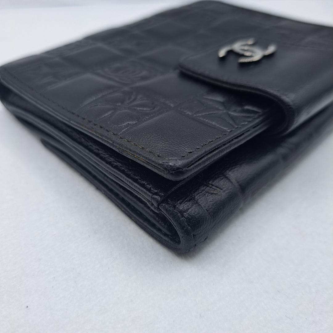 CHANEL　アイコンライン　ブラック　三つ折り財布　財布