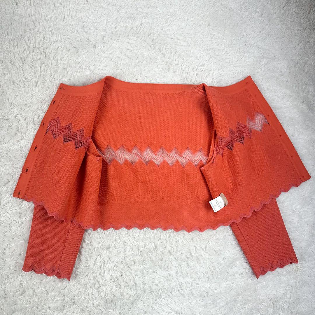 美品✨　アライア　トクルーネッククロップドカーディガン　シルク混　オレンジ　44