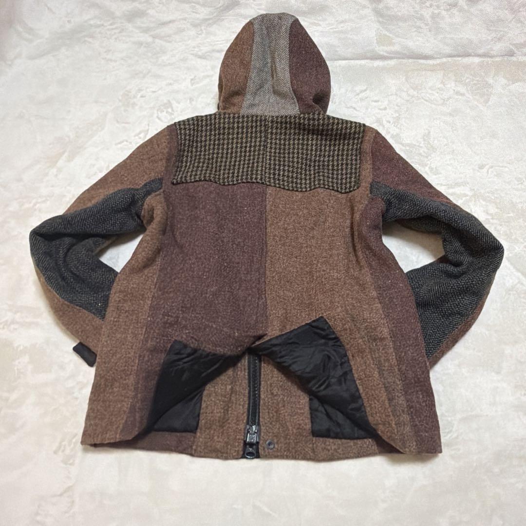 ハリスツイード パッチワーク ダッフル ダブルジップ キルティング