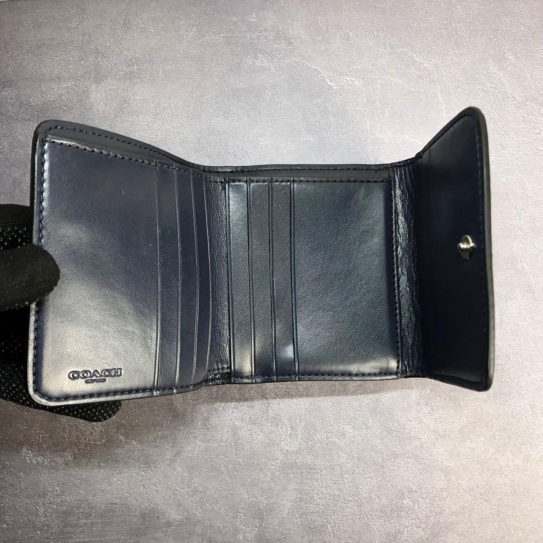COACH コーチ マイクロウォレット PVC 折り財布 シグネチャー ブラック