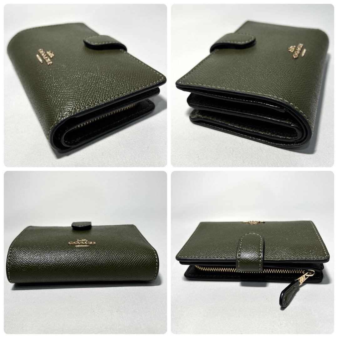 美品✨ COACH コーチ 二つ折り 財布 オリーブグリーン