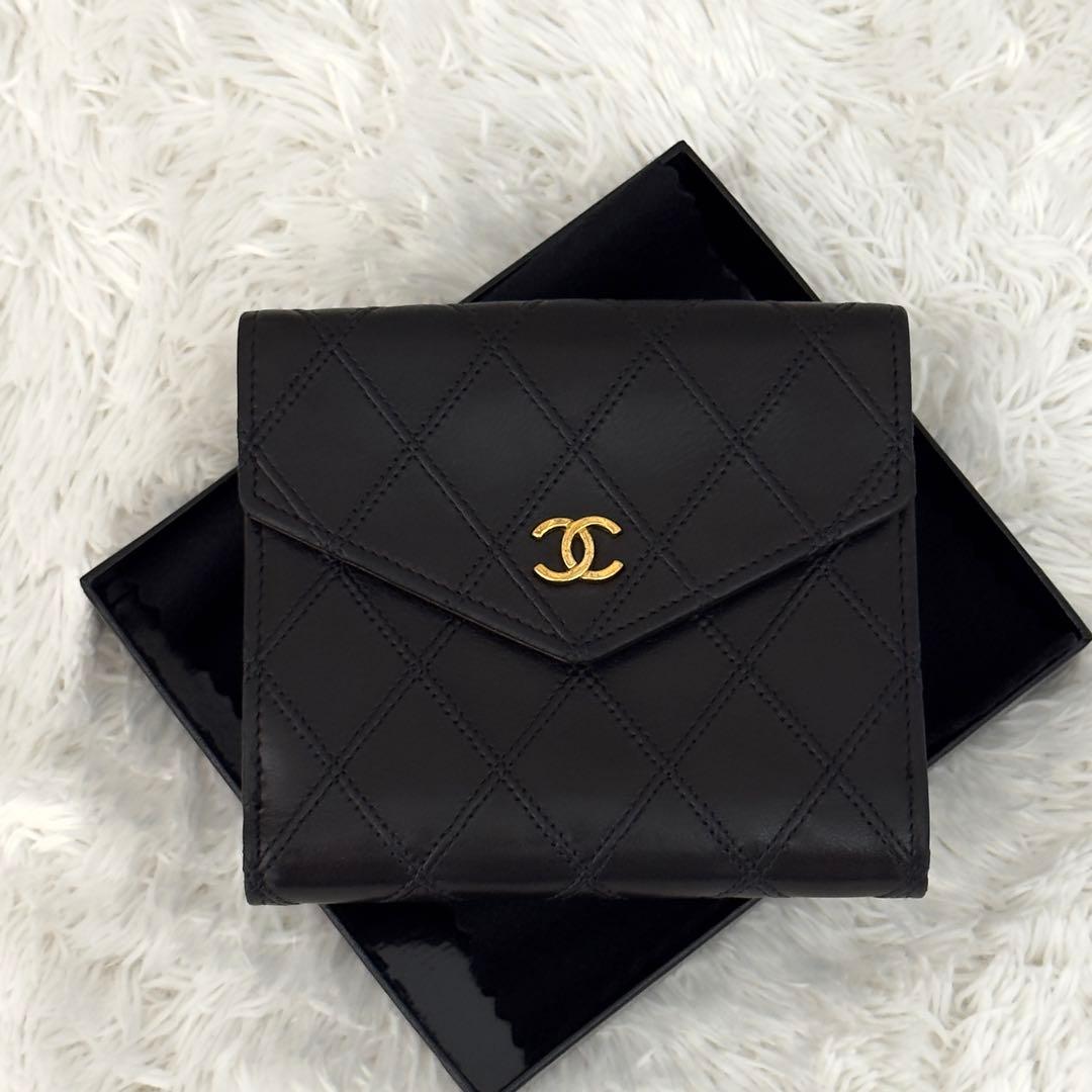 CHANELシャネル ココマーク ビコローレ Wホック 財布 レザー ギャラ付き