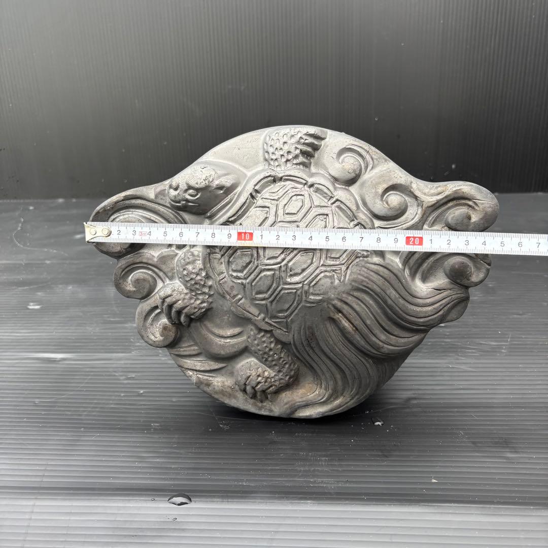 鶴亀巴瓦（つるかめともえがわら）2本セット 鬼瓦 古瓦 アンティーク インテリア