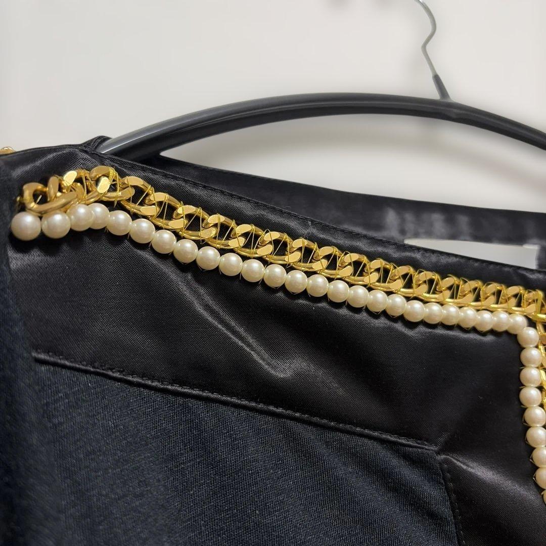 レア！sacai luck チェーン　パール　麻混　ワンピース　膝丈