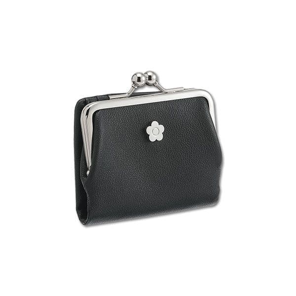 【未使用・極美品】MARY QUANT がま口財布　二つ折り財布　本皮　黒