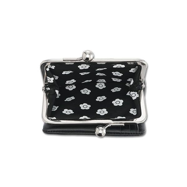 【未使用・極美品】MARY QUANT がま口財布　二つ折り財布　本皮　黒