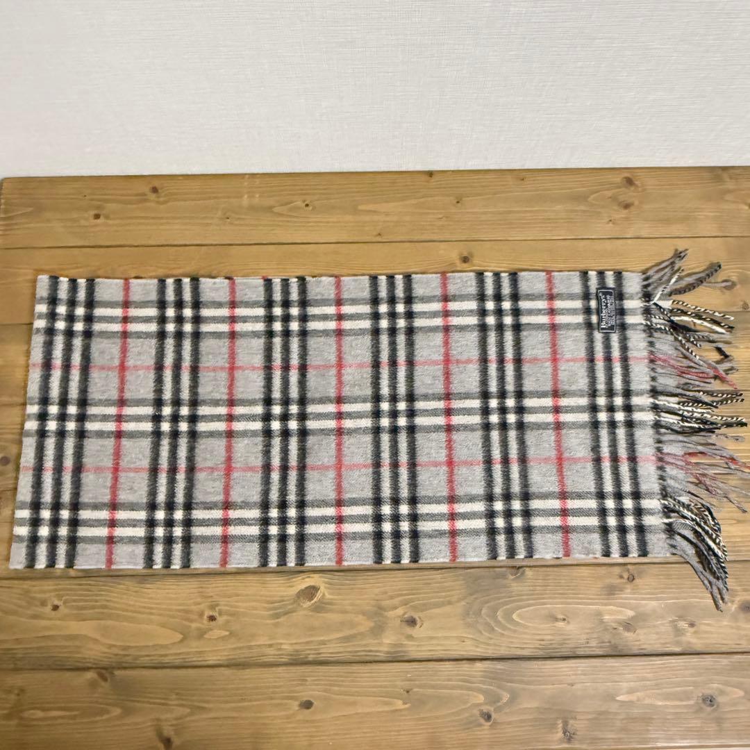 【美品】BURBERRY マフラー カシミヤ100% グレー