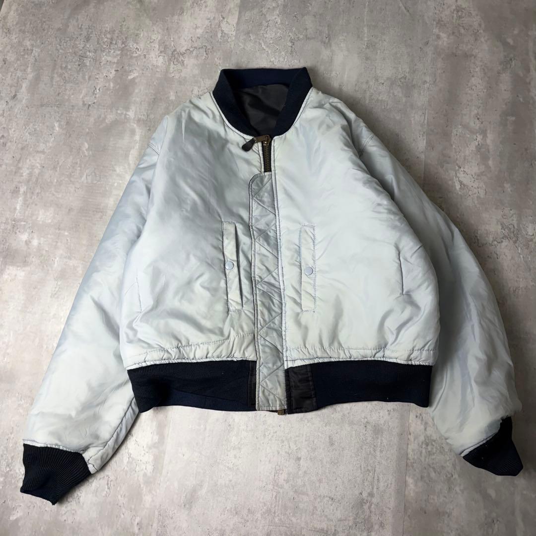 90s U.S. MILITARY 中綿 MA-1 フライトジャケット 黒 水色