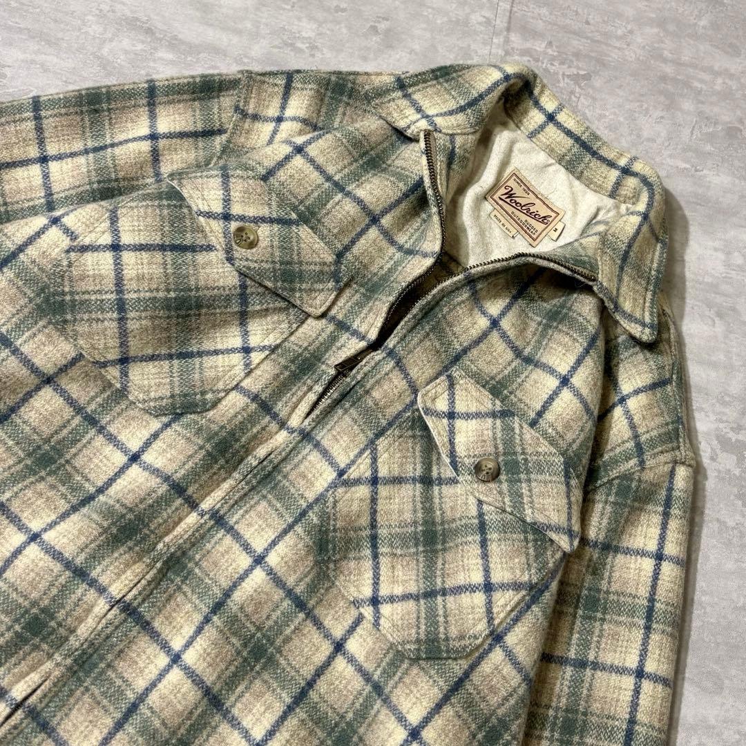 90s USA製 WOOLRICH ジップ ウール ジャケット オンブレチェック