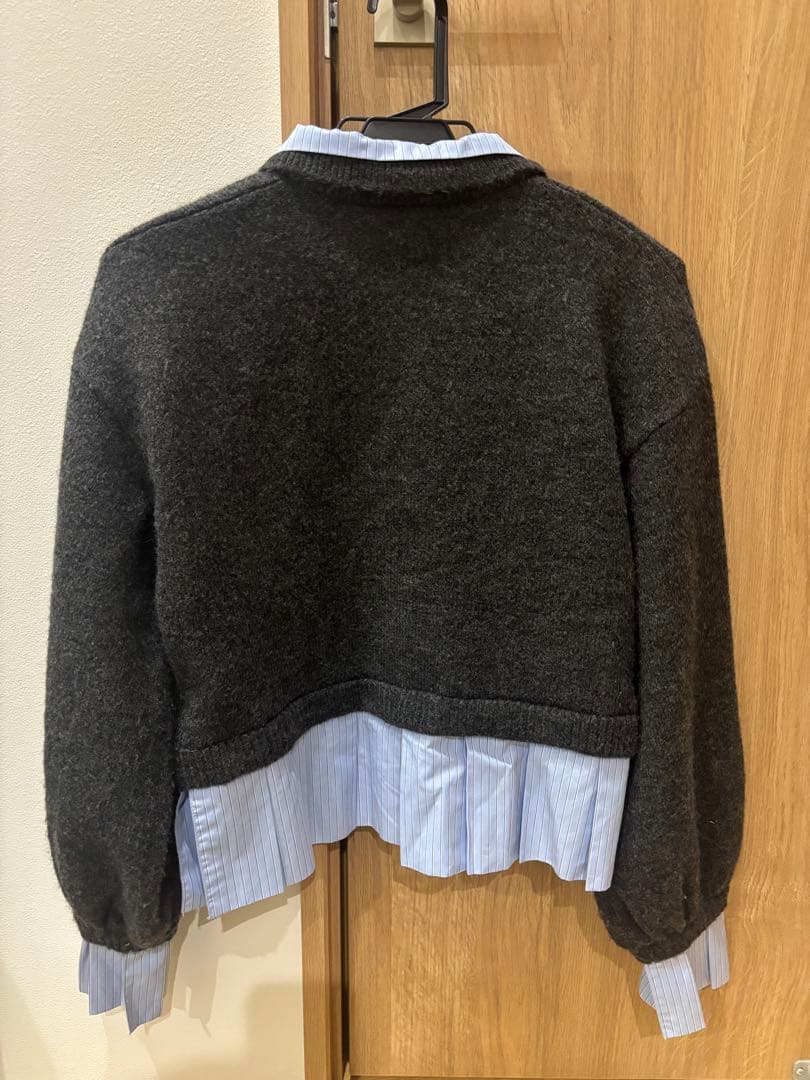 トップス shirt docking pleats frill cuffs knit CD