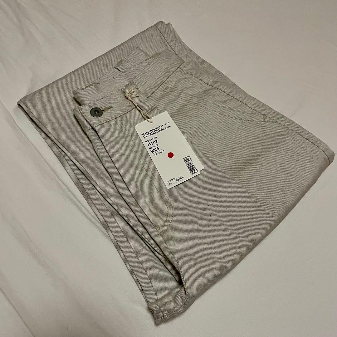 MUJI Labo 再生コットン混紡ストレートデニムパンツ オフ白