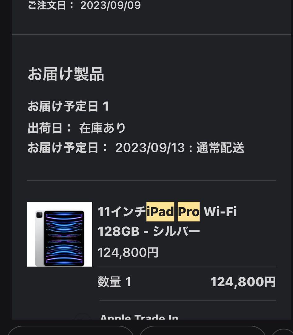 11インチiPad Pro Wi-Fi 128GB - シルバー　付属品未使用