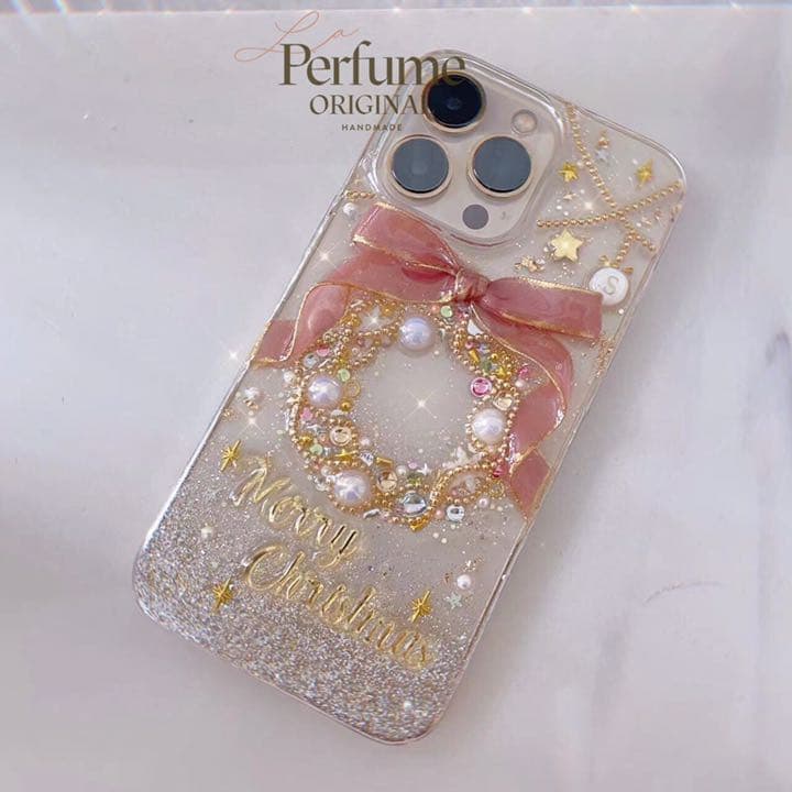 イニシャル&名入れ♡リボン✨パール ツリー⭐︎キラキラ iPhoneケース