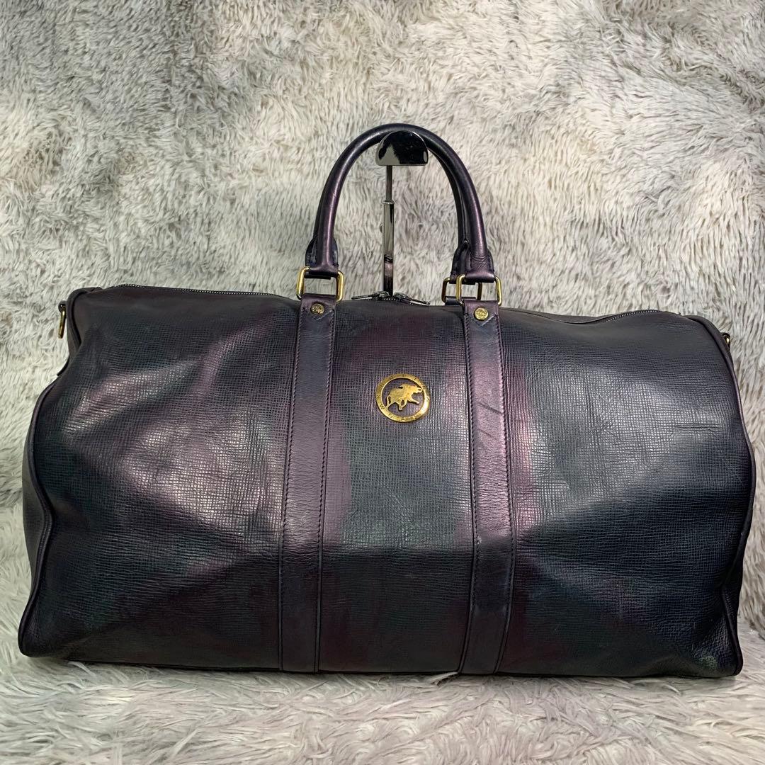 HUNTING WORLD ボストンバッグ 2way レザー 出張 ネイビー