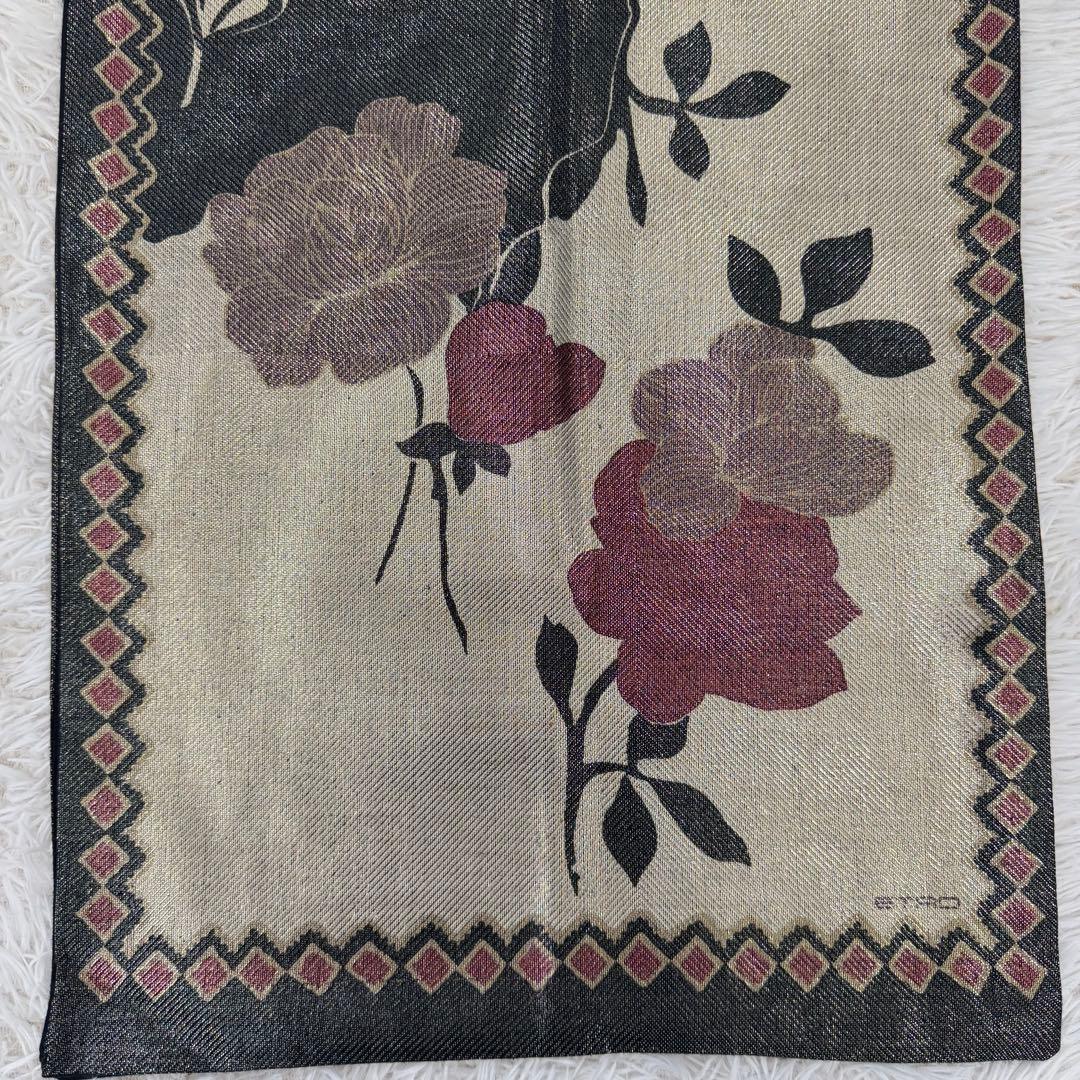 【人気】ETRO ストール　ショール　カシミヤ　シルク　ラメ　花柄　レトロ
