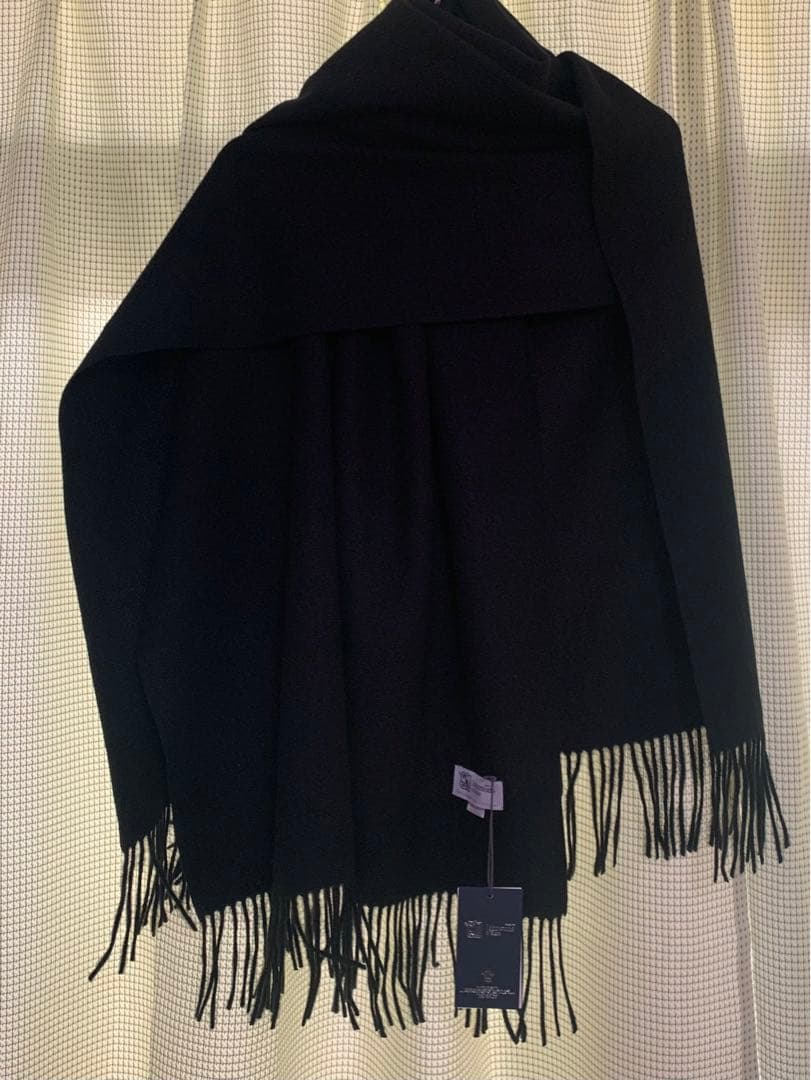 ユ*ロ様 ジョンストンズ黒マフラー大判カシミア100%ストール新品