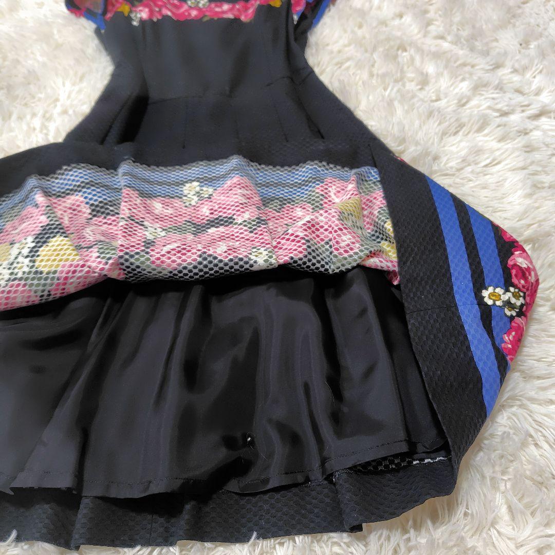 【美品♡希少40】エムズグレイシー　コットンフラワーフレアワンピース Aライン