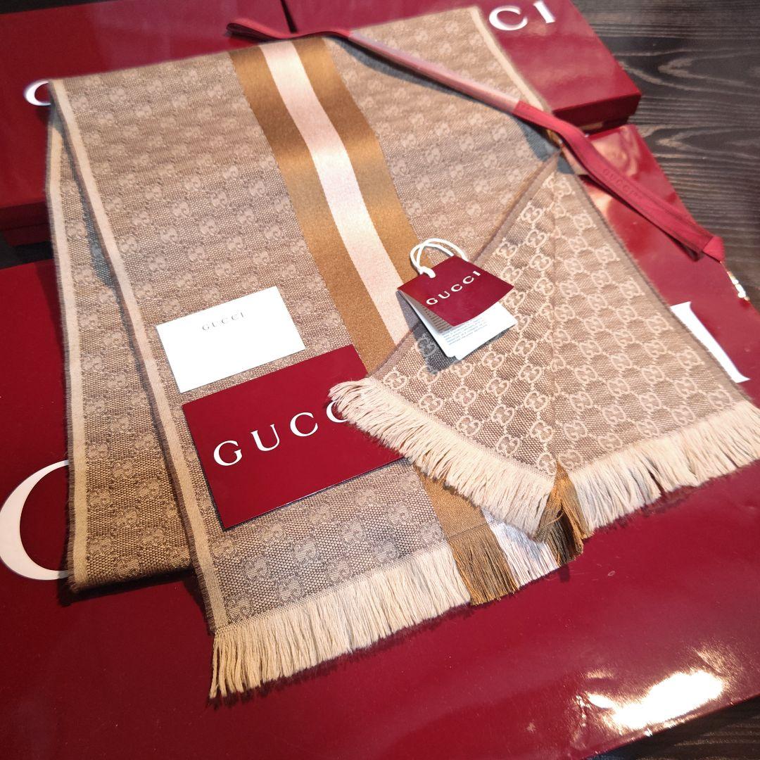 ❤美品箱付き❤GUCCI マフラー ストール ショール スカーフ❤ベージュ❤