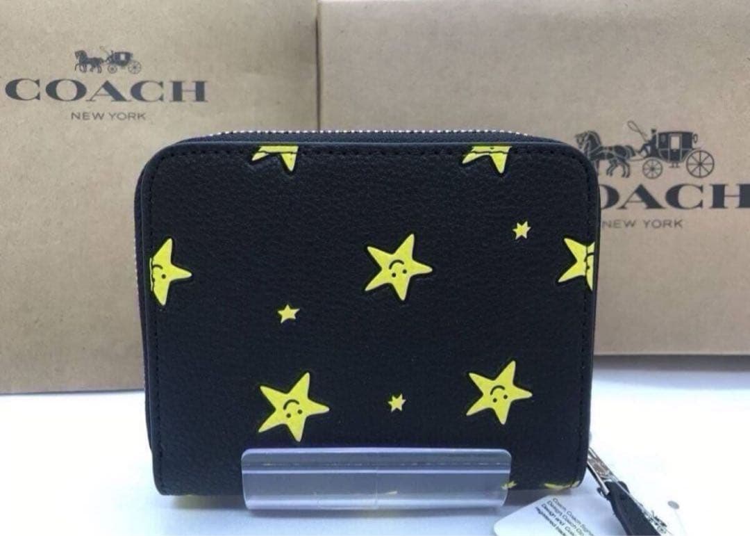 新品未使用　COACH コーチ　星柄 ブラック 二つ折り財布　財布