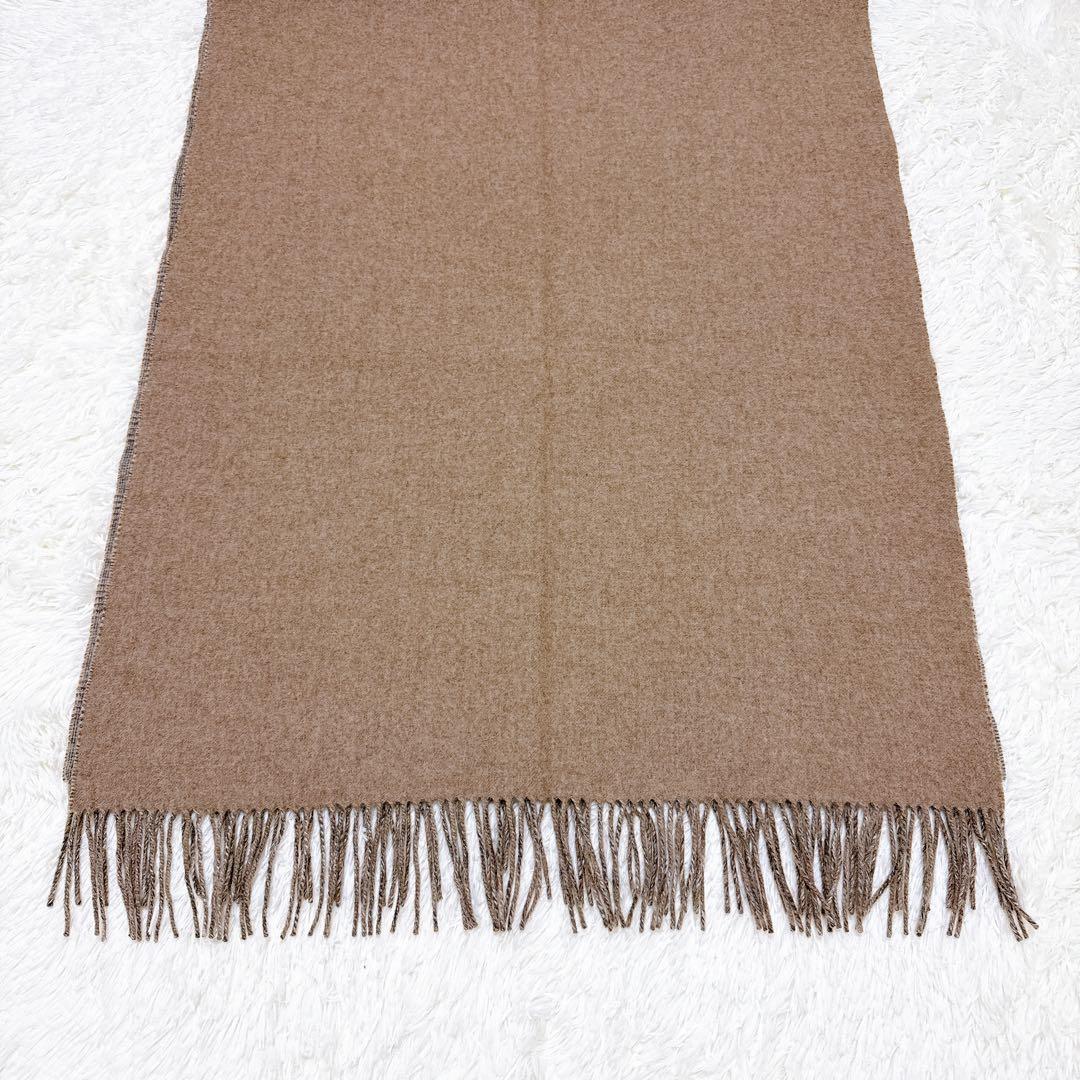 [美品] throw ダブルフェイスグレンチェックストール　大判　ブラウン