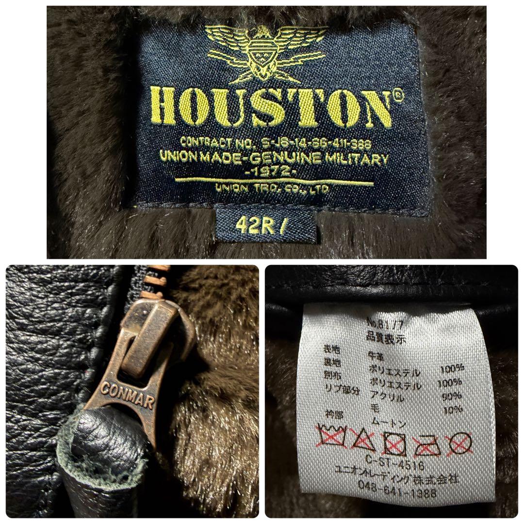 す*ず様 美品■HOUSTON レザージャケット　N-1 カウレザー　本革　ブラ