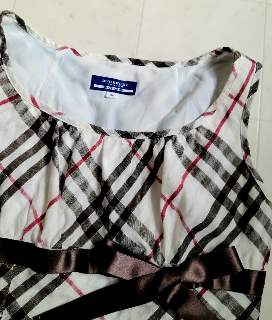 BURBERRY　BLUELABEL　バーバリーチェック柄フレアワンピース　３６