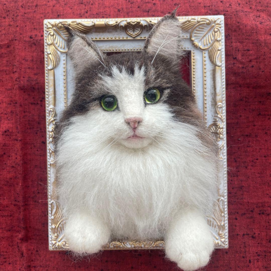 羊毛フェルト　猫　フレーム　ゆずページ