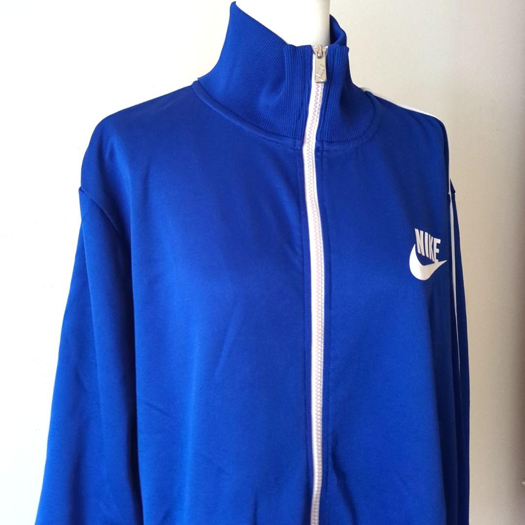 NIKE古着ジャケットプリントロゴ フルジップ ブルージャージ XXL サイズ