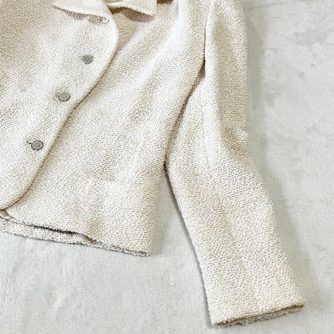 ★美品★シャネル　ツイードジャケット　総柄　シルク　ココマーク　カメリア　ロゴ