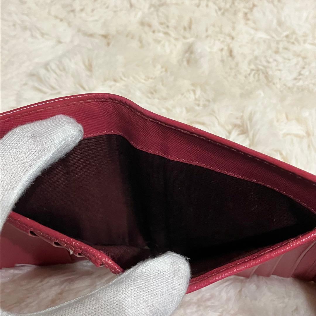 PRADA プラダ 三つ折り 財布 サフィアーノ レザー 赤 レッド
