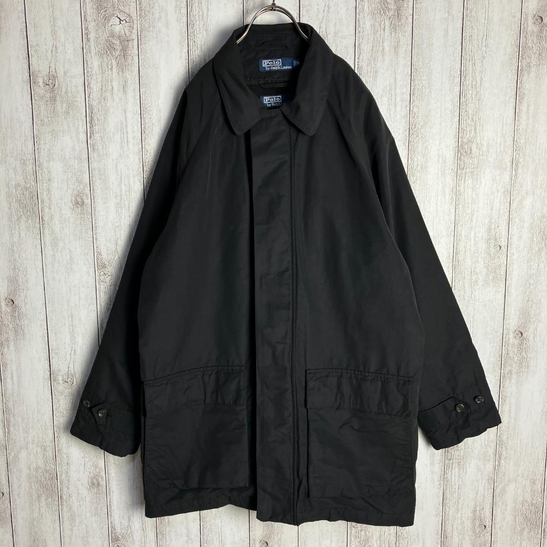 【ライナー付き】ポロラルフローレン☆90s ロングジャケット　ブルゾン ブラック