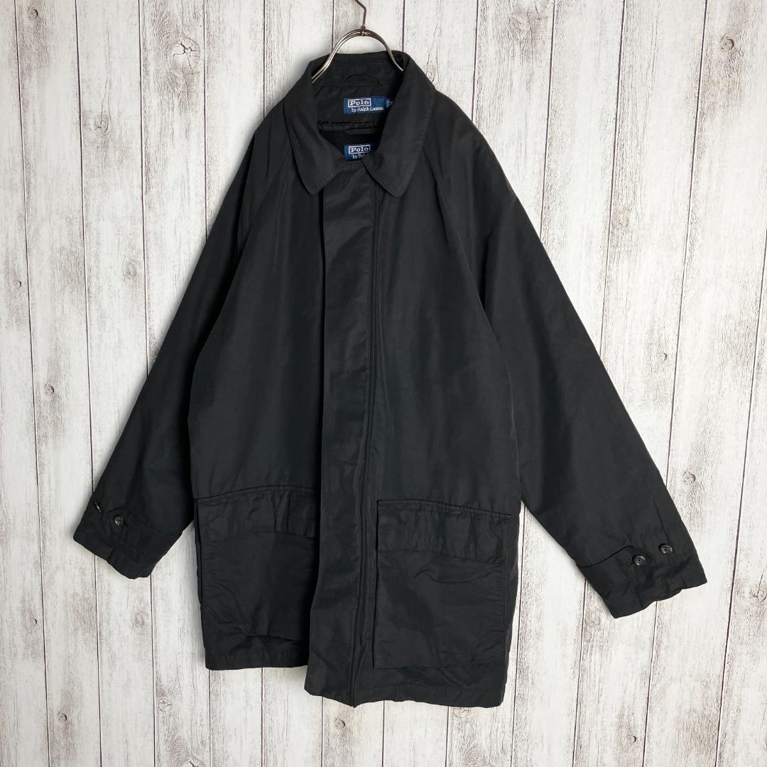 【ライナー付き】ポロラルフローレン☆90s ロングジャケット　ブルゾン ブラック