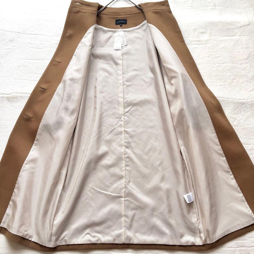 [未使用]TALBOTS タルボット♪ウールロングコート ノーカラー キャメル