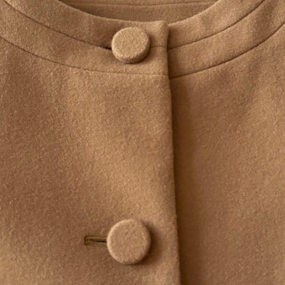 [未使用]TALBOTS タルボット♪ウールロングコート ノーカラー キャメル