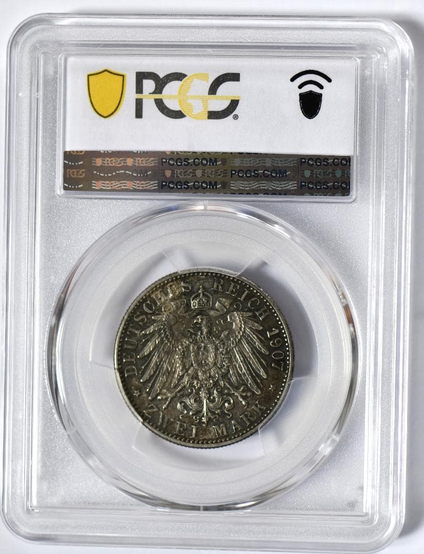 ドイツ銀貨　2マルク 1907-G バーデンシルバー　PCGS　AU58