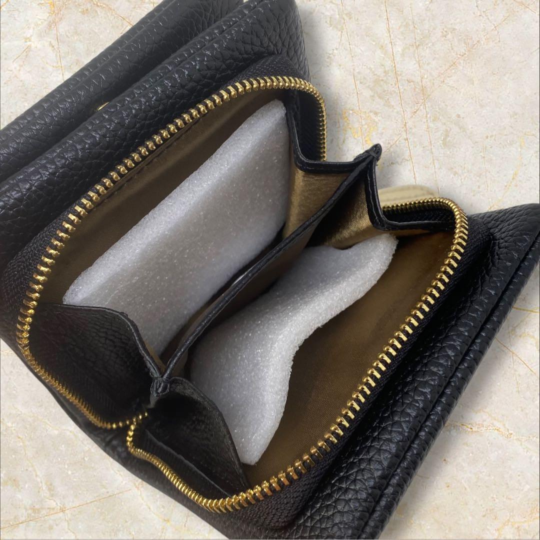 HASHIBAMI スモールフラワー ハーフウォレット ブラック ハシバミ 財布