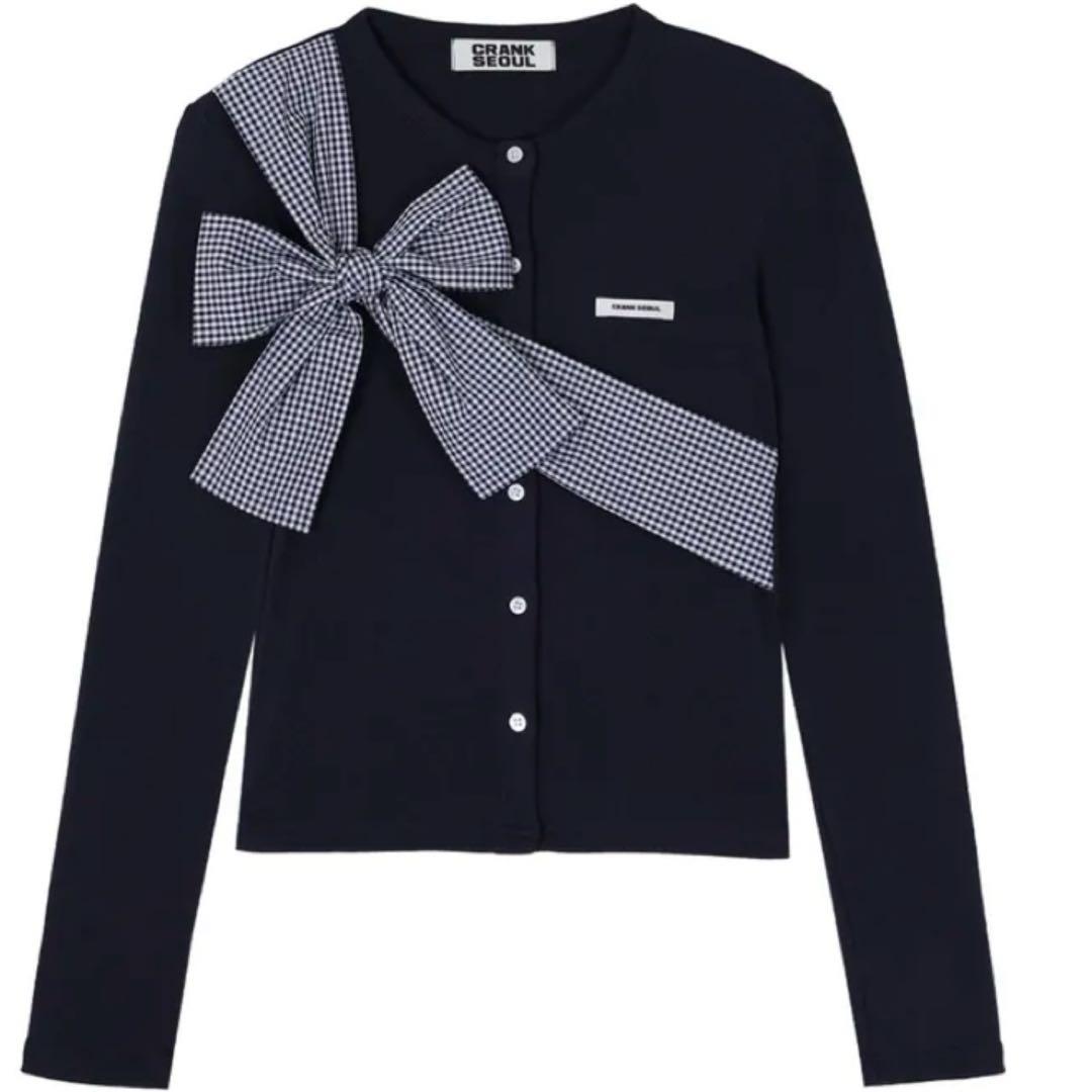 CRANK Ribbon Tide Knit Cardigan ブラック
