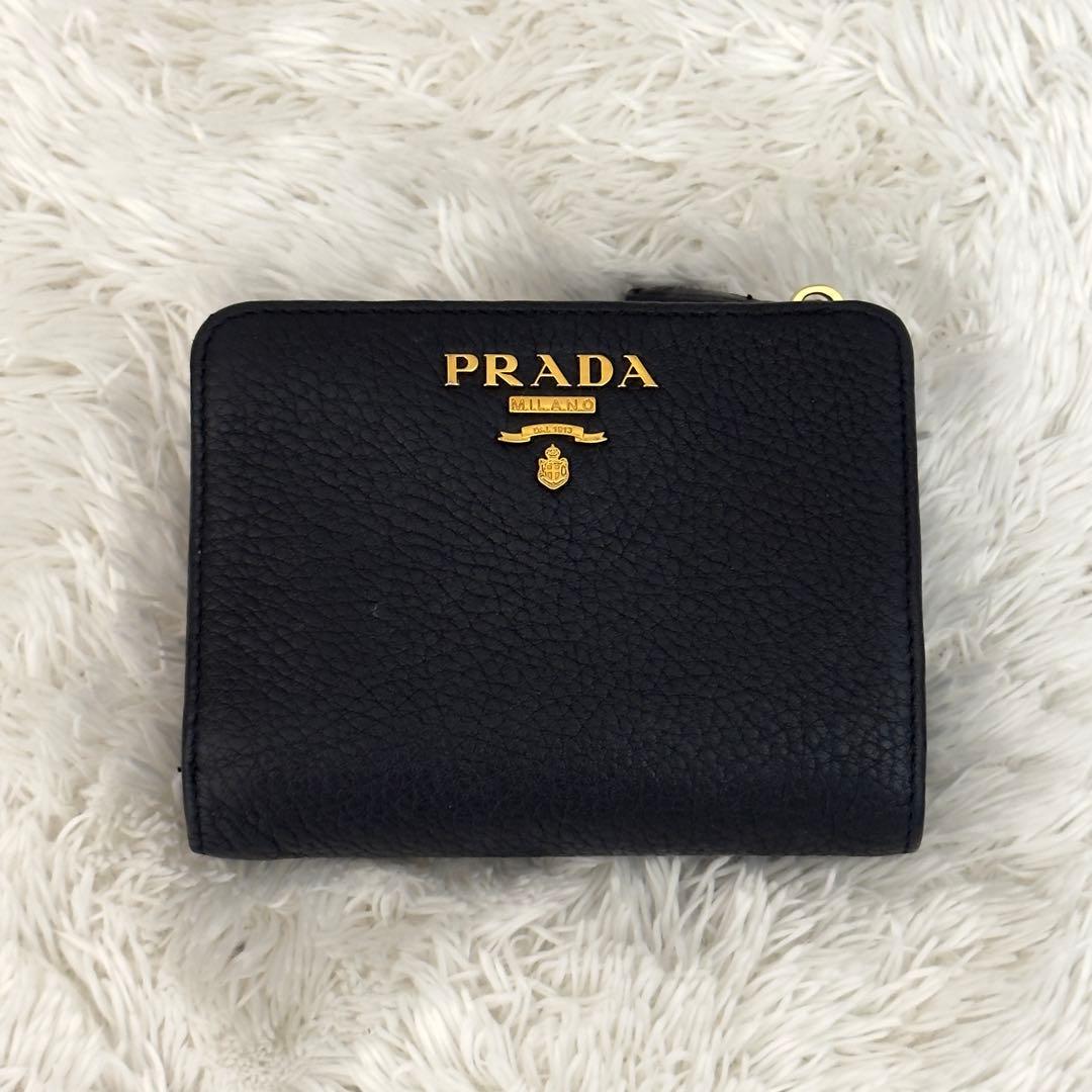 美品⭐️RFID搭載 PRADA プラダ ヴィッテログレイン ブラック レザー