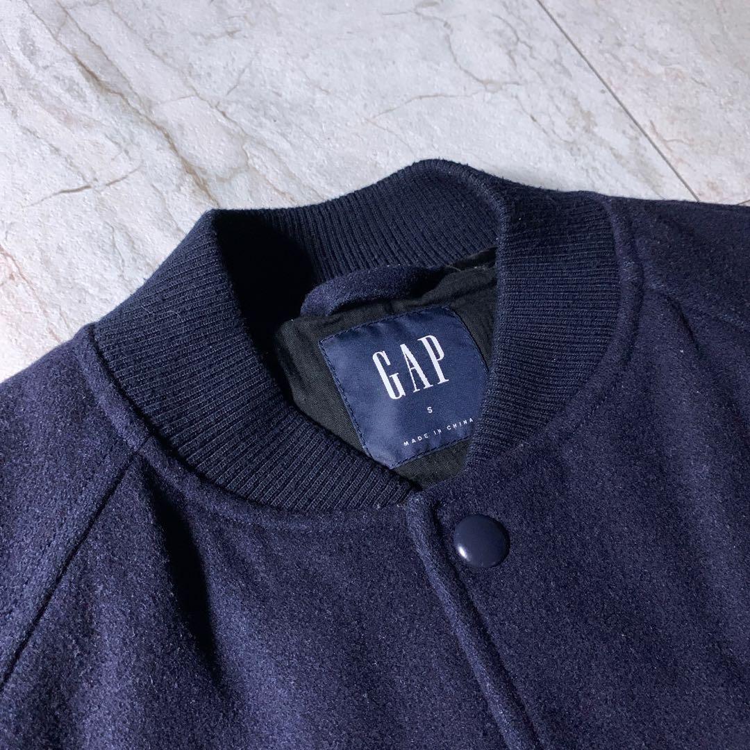 00s〜 OLD GAP メルトンウール 短丈 スタジャン ネイビー 無地 S
