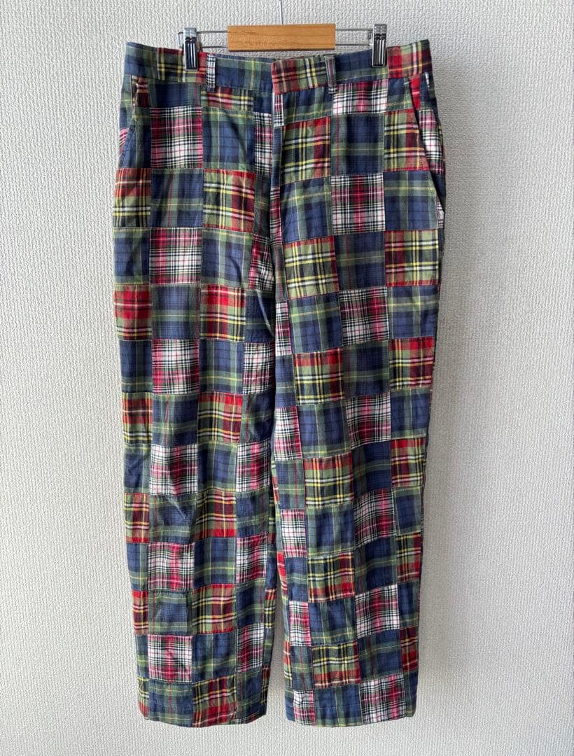 90s USA製 BERLE チェック パッチワーク パンツ アメリカ製 古着