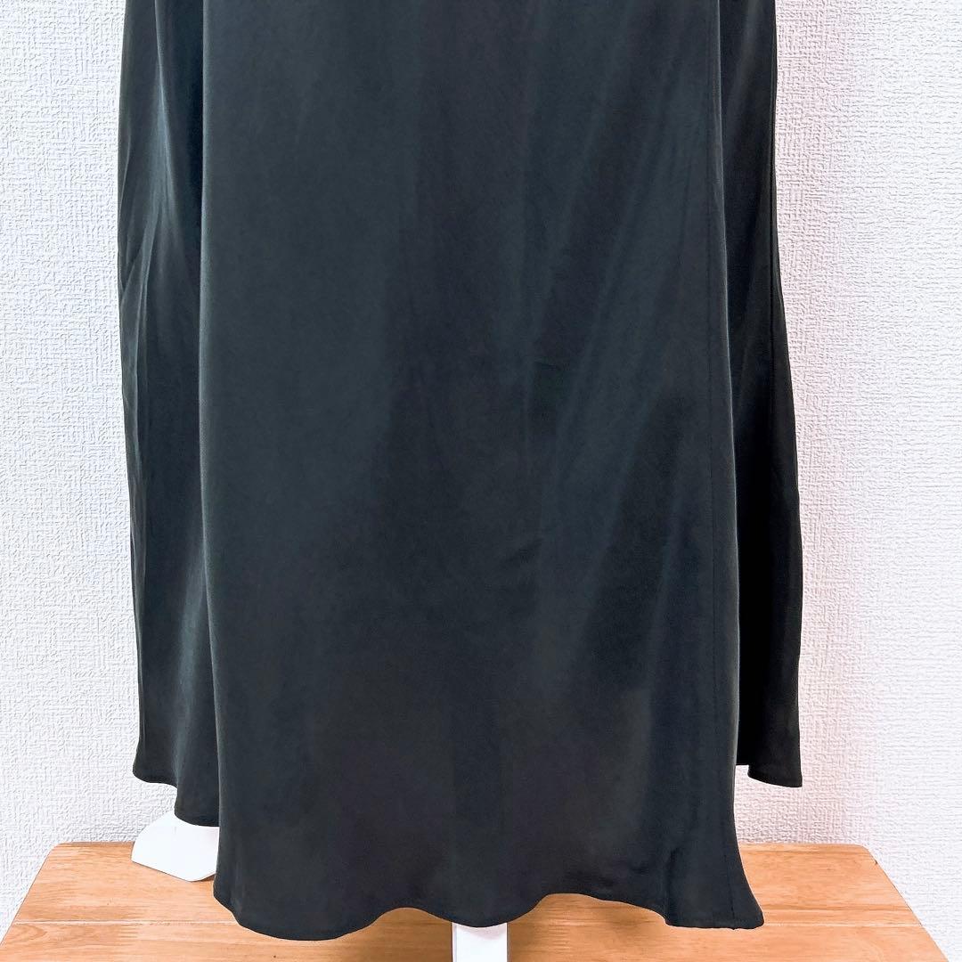 【美品】AP STUDIO＊フィブリルキュプラ サテン ロングスカート黒 38